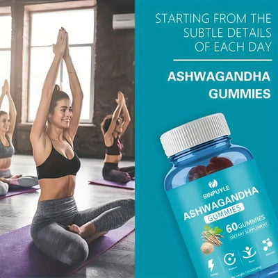 Ashwagandha Gummies 60 Count - Stress Relief, Energy Boost & Relax Support - Natural Adaptogen Supplement