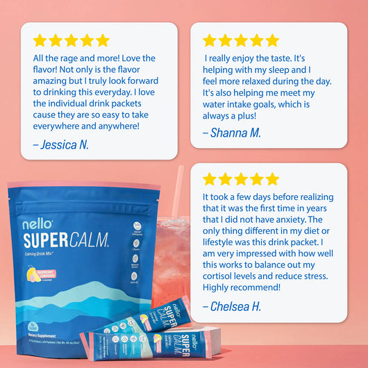 Nello Supercalm Calming Drink Mix with KSM-66 Ashwagandha Vitamin D3 Magnesium & L-Theanine Supports Cortisol Balance Mood Sleep 20 Servings Travel Packets Dietary Supplement — image 5