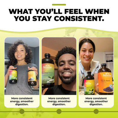 Serene Herbs Soursop & Black Seed Bitters Bundle | Organic Herbal Detox for Digestive Health Gut Healthy Booster Immune Support & Energy | Non-GMO, Vegan (32 fl oz, 16 fl oz Each) — image 6