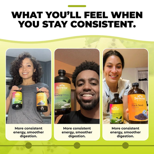Serene Herbs Soursop & Black Seed Bitters Bundle | Organic Herbal Detox for Digestive Health Gut Healthy Booster Immune Support & Energy | Non-GMO, Vegan (32 fl oz, 16 fl oz Each) — image 6