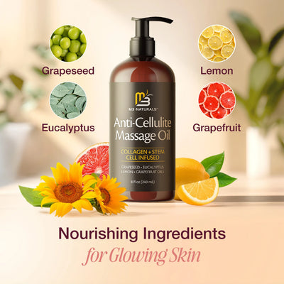 M3 Naturals Cellulite Massage Oil 8oz - Smooth the Appearance of Cellulite - Body Care & Skin Care Massage Oil - Topical Collagen and Plant Stem Cell Body Oil to Restore Texture and Elasticity - Soothing Body Oil — image 7