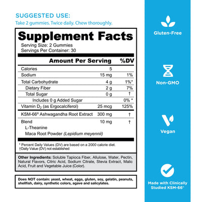 Zero Sugar Best Seller Trio - World's First 3-in-1 Pre, Post, Probiotic, Apple Cider Vinegar with Vitamin B12 and Probiotics To Address Bloating, Ashwagandha & L-Theanine, Vitamin D gummies. Gluten-Free, Vegan, Non-GMO & Gelatin-Free — image 8