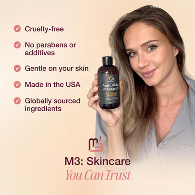 M3 Naturals Cellulite Massage Oil 8oz - Smooth the Appearance of Cellulite - Body Care & Skin Care Massage Oil - Topical Collagen and Plant Stem Cell Body Oil to Restore Texture and Elasticity - Soothing Body Oil — image 8