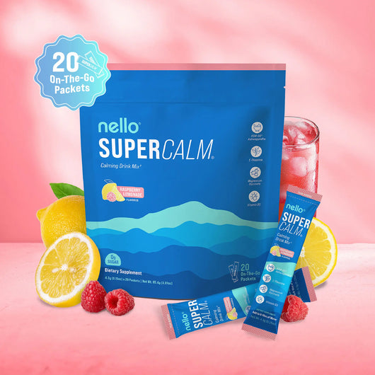 Nello Supercalm Calming Drink Mix with KSM-66 Ashwagandha Vitamin D3 Magnesium & L-Theanine Supports Cortisol Balance Mood Sleep 20 Servings Travel Packets Dietary Supplement — image 1